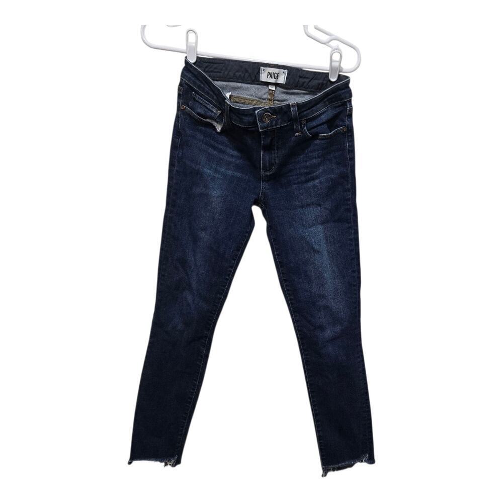 PAIGE Skyline Ankle Peg Mid Rise Skinny Raw Step Hem Jeans Women's 27